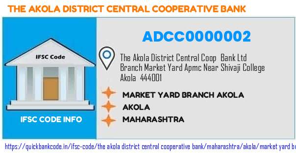 ADCC0000002 Akola District Central Co-operative Bank. MARKET YARD BRANCH - AKOLA