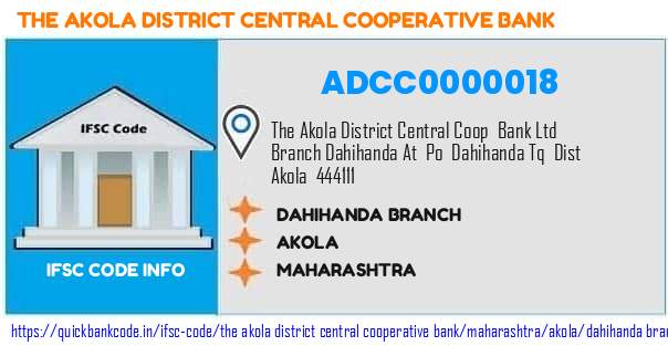 ADCC0000018 Akola District Central Co-operative Bank. DAHIHANDA BRANCH