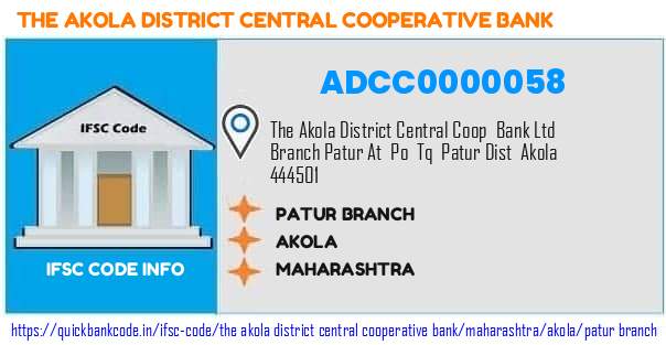 The Akola District Central Cooperative Bank Patur Branch ADCC0000058 IFSC Code