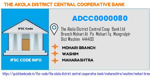 The Akola District Central Cooperative Bank Mohari Branch ADCC0000080 IFSC Code