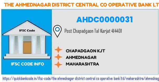 AHDC0000031 Ahmednagar District Central Co-operative Bank. CHAPADGAON KJT