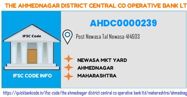 The Ahmednagar District Central Co Operative Bank Newasa Mkt Yard AHDC0000239 IFSC Code