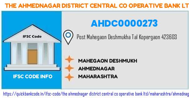 AHDC0000273 Ahmednagar District Central Co-operative Bank. MAHEGAON DESHMUKH