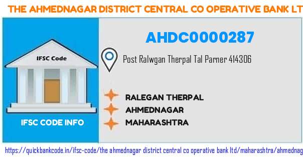 AHDC0000287 Ahmednagar District Central Co-operative Bank. RALEGAN THERPAL