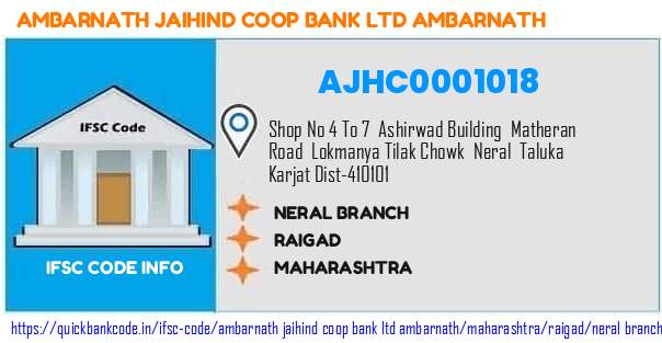 Ambarnath Jaihind Coop Bank   Ambarnath Neral Branch AJHC0001018 IFSC Code