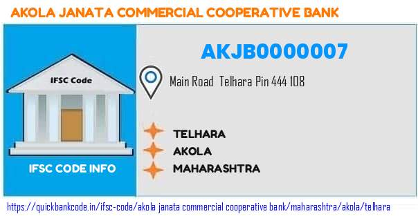 Akola Janata Commercial Cooperative Bank Telhara AKJB0000007 IFSC Code