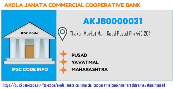 AKJB0000031 Akola Janata Commercial Co-operative Bank. PUSAD