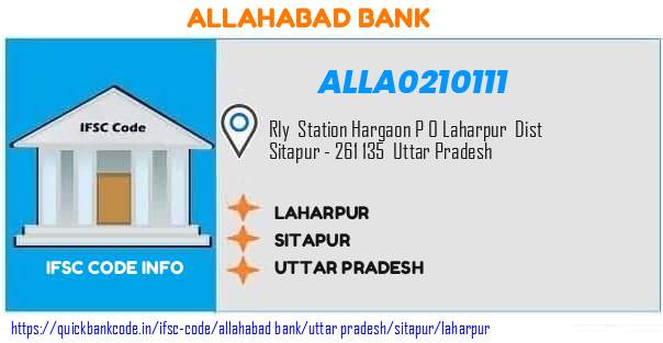 Allahabad Bank Laharpur ALLA0210111 IFSC Code