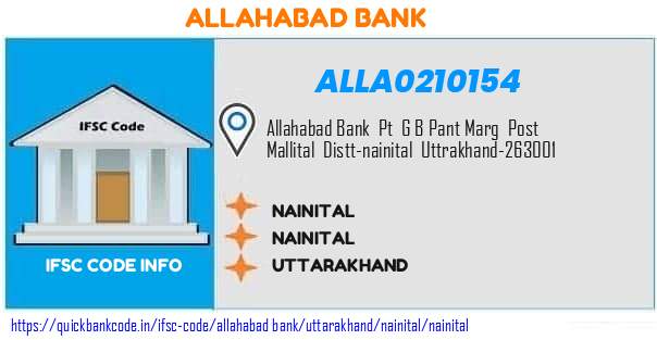 Allahabad Bank Nainital ALLA0210154 IFSC Code