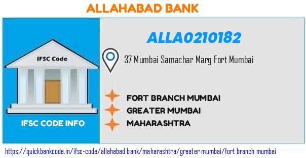 Allahabad Bank Fort Branch Mumbai ALLA0210182 IFSC Code