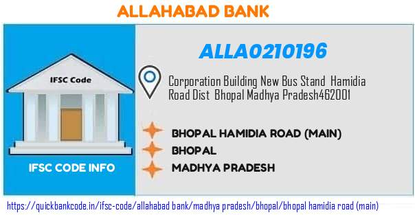 Allahabad Bank Bhopal Hamidia Road main ALLA0210196 IFSC Code