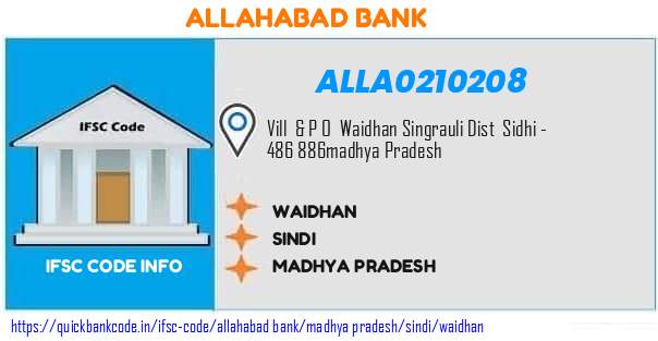 Allahabad Bank Waidhan ALLA0210208 IFSC Code