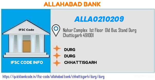 Allahabad Bank Durg ALLA0210209 IFSC Code