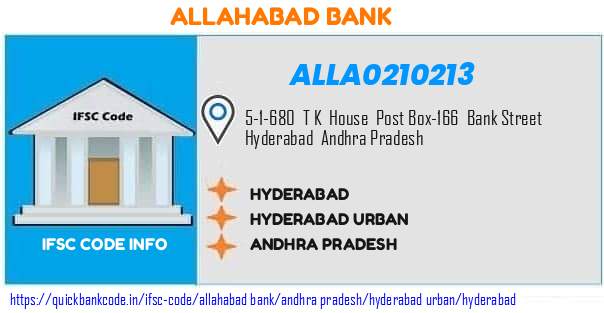 Allahabad Bank Hyderabad ALLA0210213 IFSC Code
