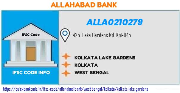 Allahabad Bank Kolkata Lake Gardens ALLA0210279 IFSC Code