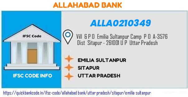 Allahabad Bank Emilia Sultanpur ALLA0210349 IFSC Code