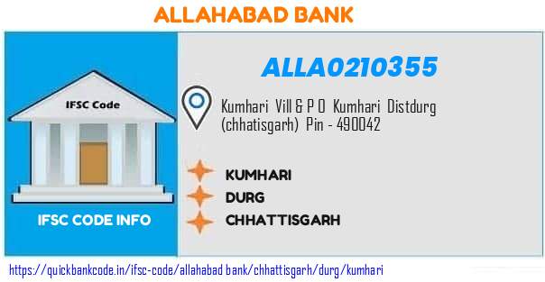 Allahabad Bank Kumhari ALLA0210355 IFSC Code