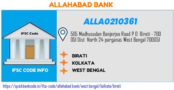 Allahabad Bank Birati ALLA0210361 IFSC Code
