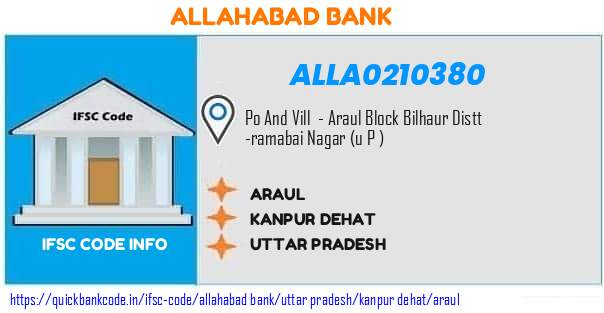Allahabad Bank Araul ALLA0210380 IFSC Code