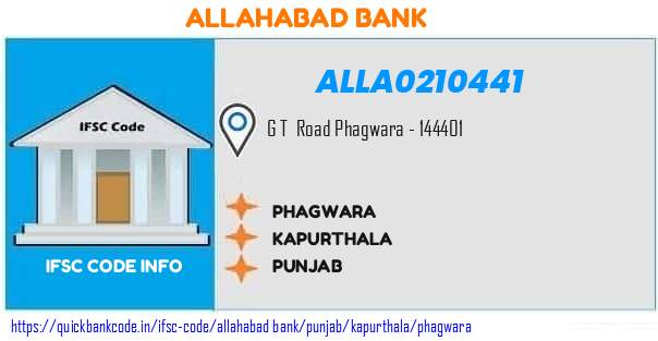 Allahabad Bank Phagwara ALLA0210441 IFSC Code