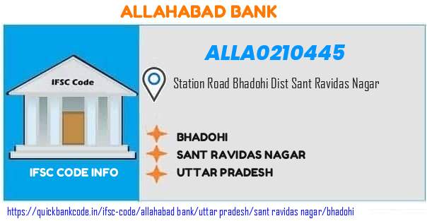 Allahabad Bank Bhadohi ALLA0210445 IFSC Code