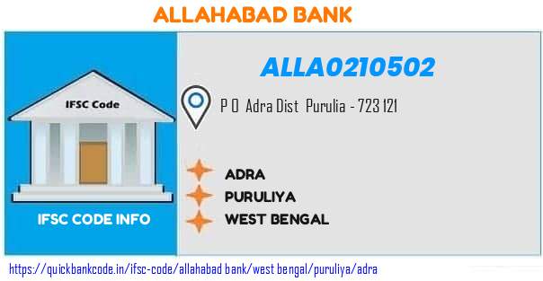 Allahabad Bank Adra ALLA0210502 IFSC Code
