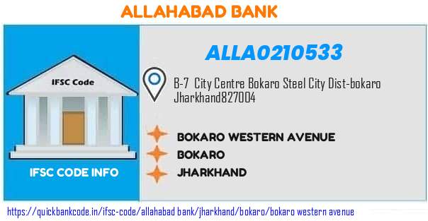 Allahabad Bank Bokaro Western Avenue ALLA0210533 IFSC Code