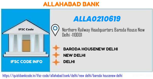 Allahabad Bank Baroda Housenew Delhi ALLA0210619 IFSC Code