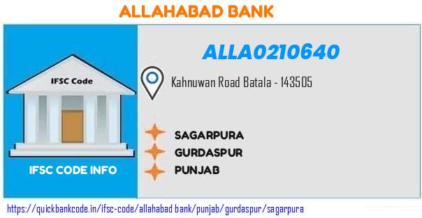 Allahabad Bank Sagarpura ALLA0210640 IFSC Code