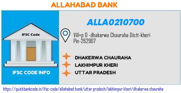 Allahabad Bank Dhakerwa Chauraha ALLA0210700 IFSC Code
