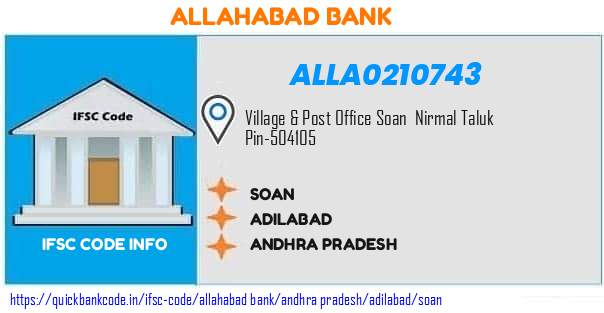Allahabad Bank Soan ALLA0210743 IFSC Code