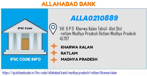 Allahabad Bank Kharwa Kalan ALLA0210889 IFSC Code