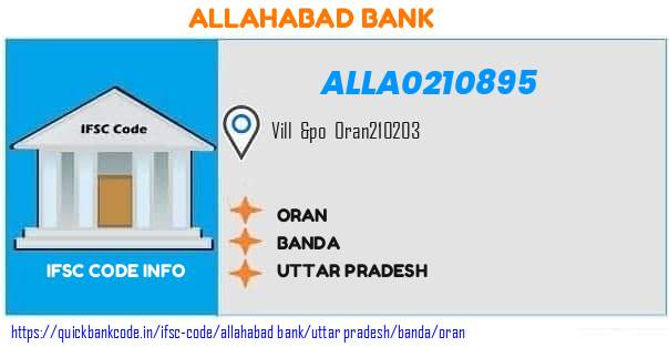 Allahabad Bank Oran ALLA0210895 IFSC Code