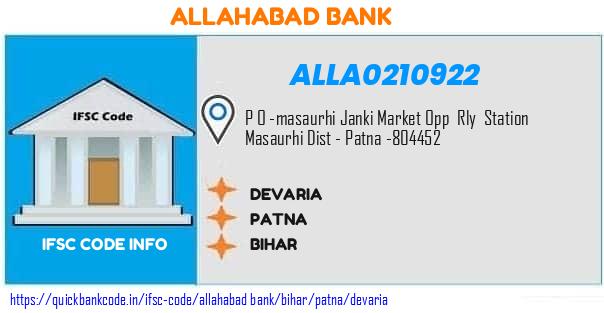 Allahabad Bank Devaria ALLA0210922 IFSC Code