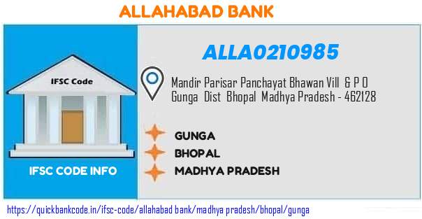 Allahabad Bank Gunga ALLA0210985 IFSC Code