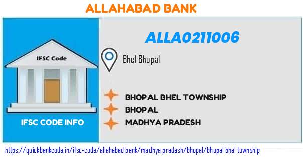 Allahabad Bank Bhopal Bhel Township ALLA0211006 IFSC Code