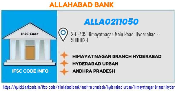 Allahabad Bank Himayatnagar Branch Hyderabad ALLA0211050 IFSC Code