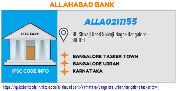Allahabad Bank Bangalore Tasker Town ALLA0211155 IFSC Code