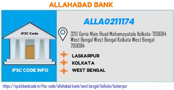 Allahabad Bank Laskarpur ALLA0211174 IFSC Code
