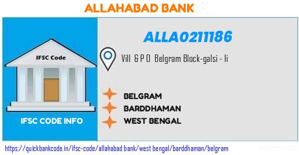 Allahabad Bank Belgram ALLA0211186 IFSC Code