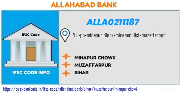 Allahabad Bank Minapur Chowk  ALLA0211187 IFSC Code