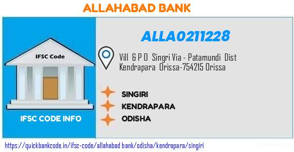 Allahabad Bank Singiri ALLA0211228 IFSC Code