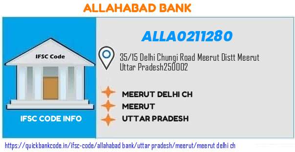 Allahabad Bank Meerut Delhi Ch ALLA0211280 IFSC Code