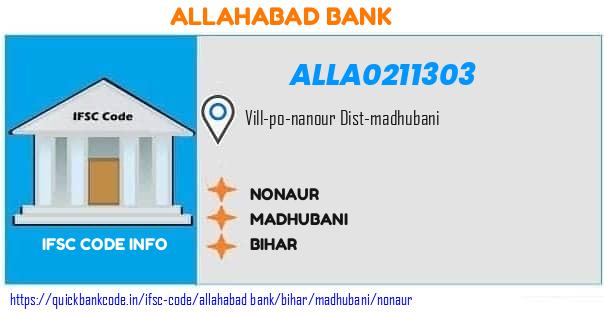 Allahabad Bank Nonaur  ALLA0211303 IFSC Code