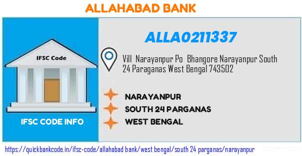 Allahabad Bank Narayanpur  ALLA0211337 IFSC Code
