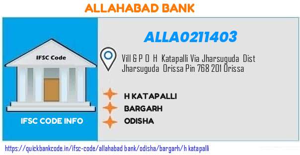 Allahabad Bank H Katapalli ALLA0211403 IFSC Code