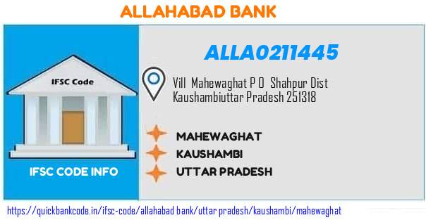 Allahabad Bank Mahewaghat ALLA0211445 IFSC Code