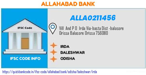Allahabad Bank Irda  ALLA0211456 IFSC Code
