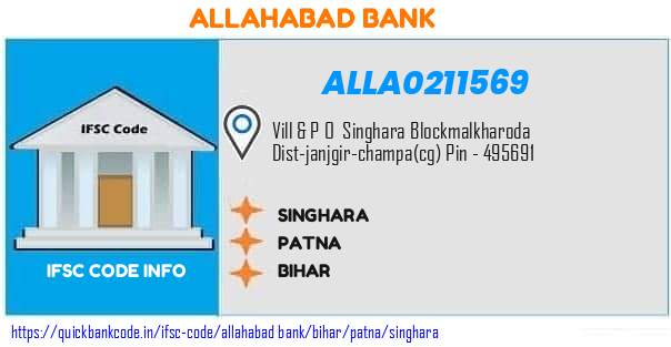 Allahabad Bank Singhara ALLA0211569 IFSC Code