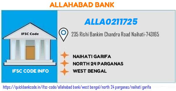 Allahabad Bank Naihati Garifa ALLA0211725 IFSC Code